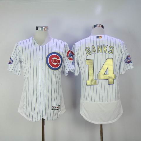 MLB Cubs #14 Banks white 2016 Champions flexbase jersey