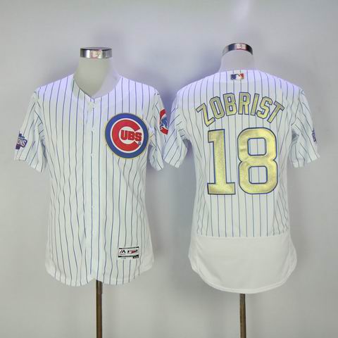 MLB Cubs #18 Zobrist white 2016 Champions flexbase jersey