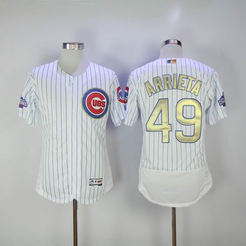 MLB Cubs #49 Arrieta white 2016 Champions jersey