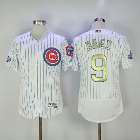 MLB Cubs #9 Baez white 2016 Champions flexbase jersey
