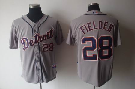 MLB Detroit Tigers 28 Prince Fielder Grey jersey cool base