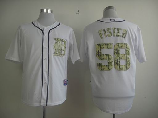 MLB Detroit Tigers 58 Doug Fister White Camouflage Camo Jersey