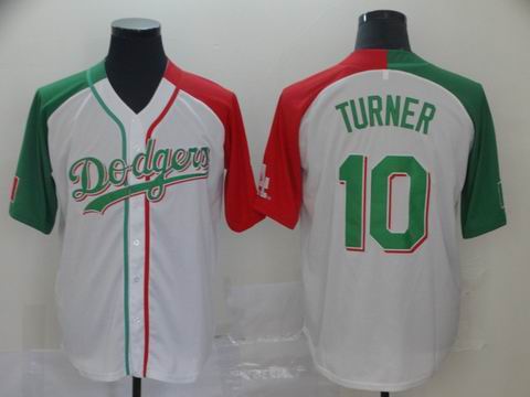 MLB Dodgers #10 Turner White green red jersey