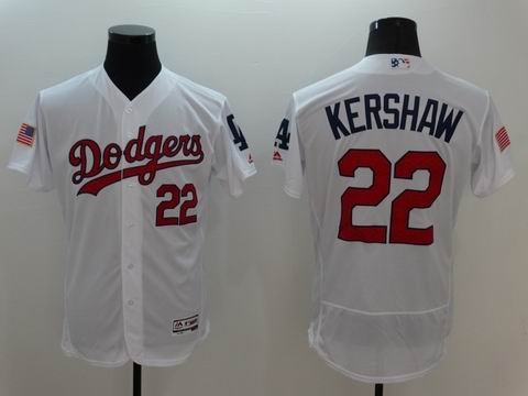 MLB Dodgers #22 Clayton Kershaw white flex base jersey