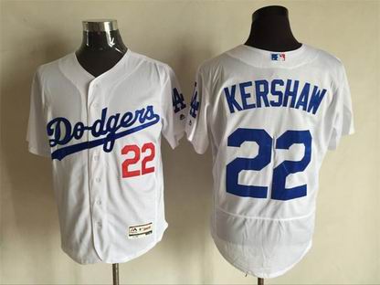 MLB Dodgers #22 Clayton Kershaw white flex base jersey