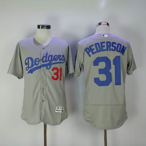 MLB Dodgers #31 Pederson grey flexbase jersey