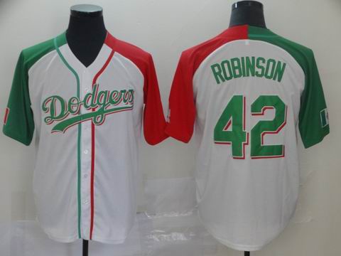MLB Dodgers #42 Robinson white green red jersey