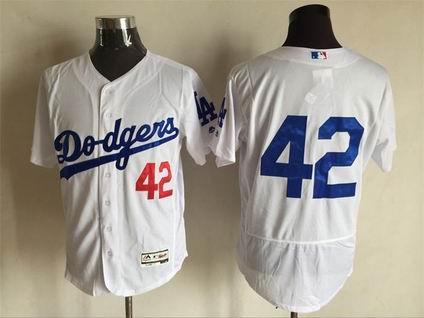 MLB Dodgers #42 white flex base jersey