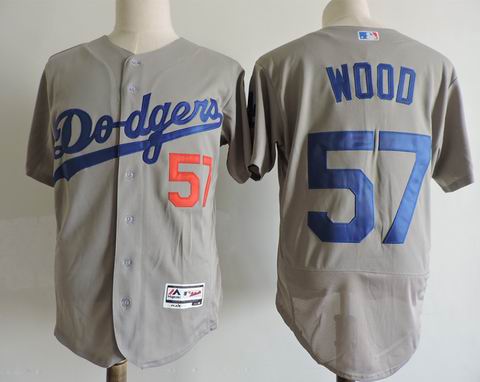 MLB Dodgers #57 WOOD grey felxbase jersey