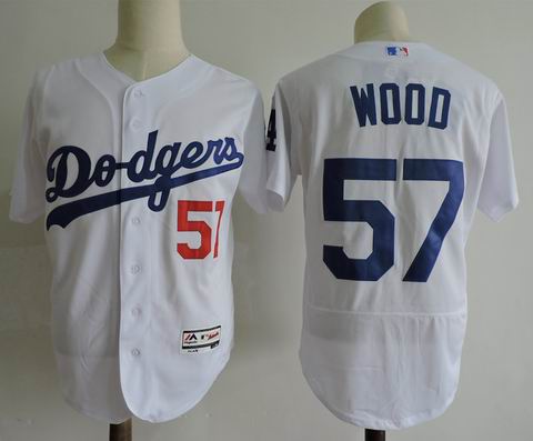 MLB Dodgers #57 WOOD white felxbase jersey