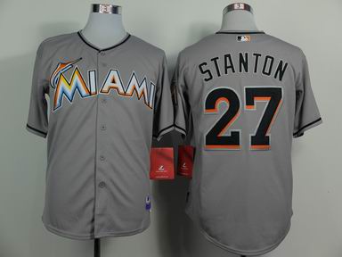 MLB Florida Marlins 27 Stanton grey jersey