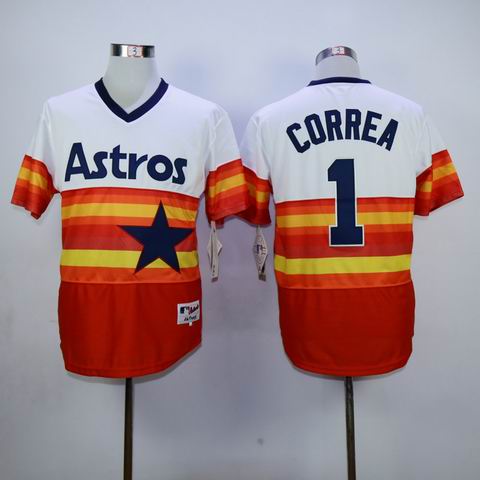 MLB Houston Astros 1 Correa white orange jersey
