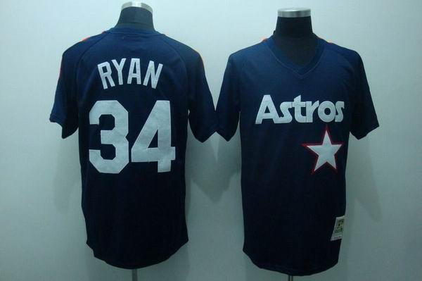 MLB Houston Astros 34 Nolan Ryan Blue Jersey 1987 Mitchell Ness