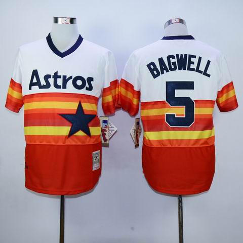 MLB Houston Astros 5 Bagwell white orange jersey