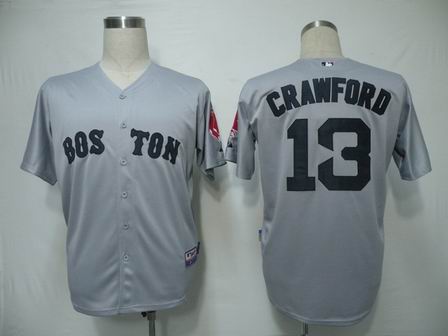 MLB Jerseys Boston Red Sox 13 Crawford Grey Cool Base