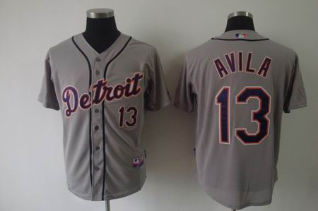 MLB Jerseys Detroit Tigers 13 Avila Grey jersey cool base