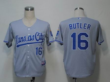 MLB Jerseys Kansas City Royals 16 Butler Grey Cool Base