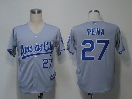 MLB Jerseys Kansas City Royals 27 Pena Grey Cool Base