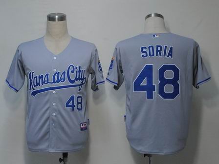 MLB Jerseys Kansas City Royals 48 Soria Grey Cool Base