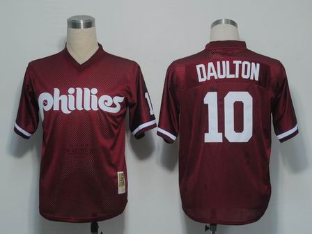 MLB Jerseys Philadephia Phillies 10 Daulton Red M&N 1991