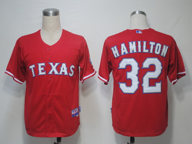MLB Jerseys Texas Rangers 32 Hamilton Red Cool Base
