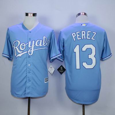 MLB Kansas City Royals #13 Perez light blue jersey