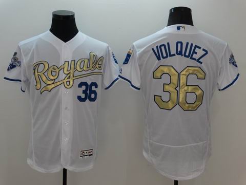 MLB Kansas City Royals #36 Volquez white flexbase jersey