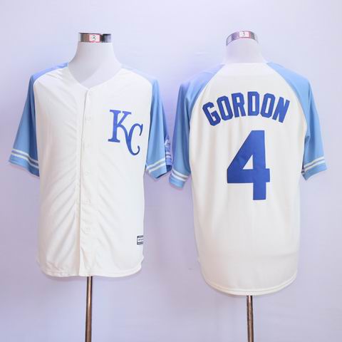 MLB Kansas City Royals #4 Gordon white jersey