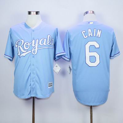 MLB Kansas City Royals #6 Cain light blue jersey