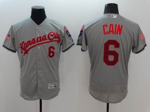 MLB Kansas City Royals #6 Lorenzo Cain grey flexbase jersey