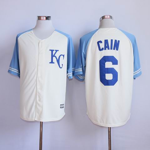 MLB Kansas City Royals #6 cain white jersey