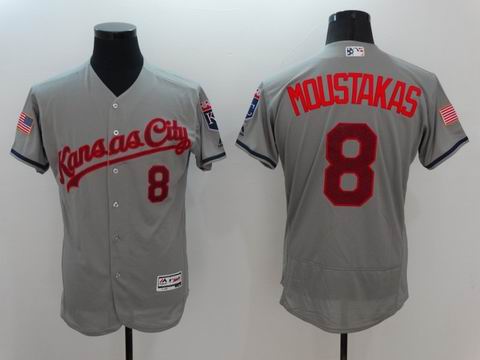 MLB Kansas City Royals #8 Mike Moustakas grey flexbase jersey