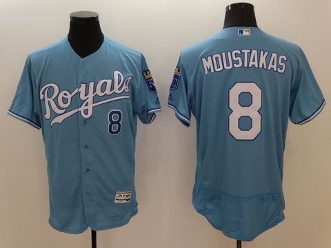 MLB Kansas City Royals #8 Mike Moustakas light blue flexbase jersey