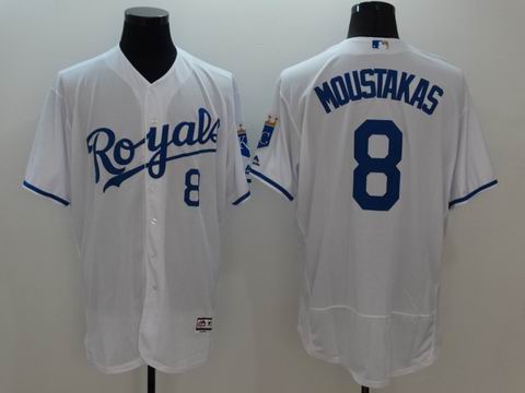 MLB Kansas City Royals #8 Mike Moustakas white jersey
