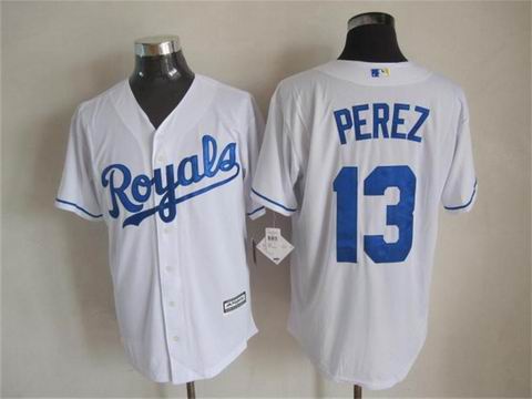 MLB Kansas City Royals 13 Perez white cool base jersey