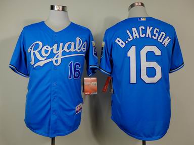 MLB Kansas City Royals 16 B.Jackson light blue cool base jersey