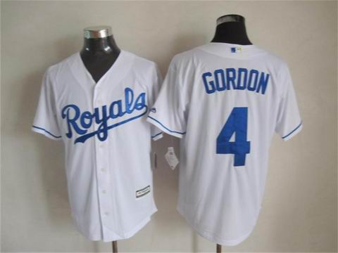 MLB Kansas City Royals 4 Gordon white cool base jersey