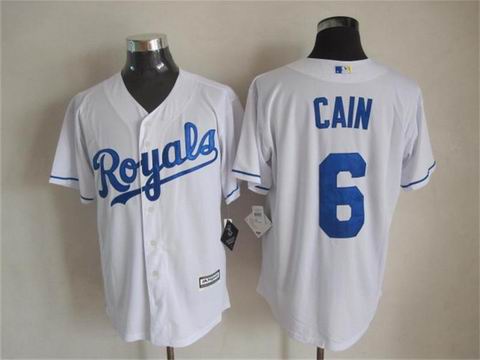 MLB Kansas City Royals 6 Cain white cool base jersey