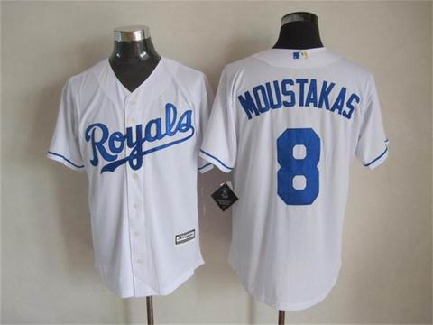 MLB Kansas City Royals 8 Moustakas white cool base jersey