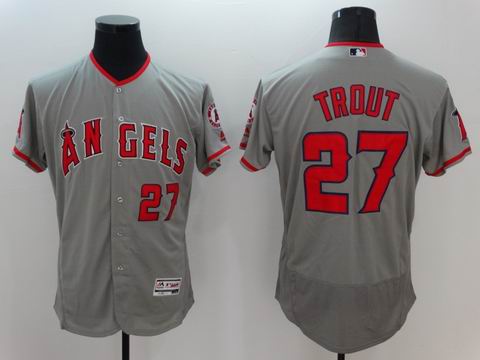 MLB Los Angeles Angels #27 Mike Trout grey flex base jersey