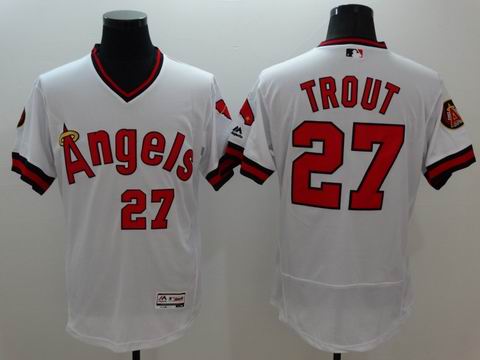 MLB Los Angeles Angels #27 Mike Trout white jersey
