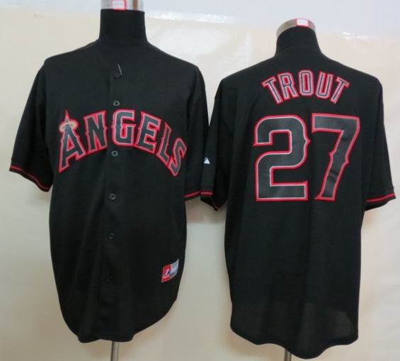 MLB Los Angeles Angels 27 Trout Black Fashion Jerseys