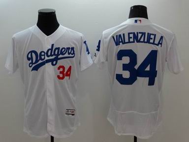 MLB Los Angeles Dodgers #34 Fernando Valenzuela white jersey