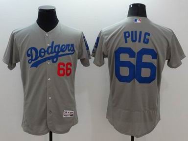 MLB Los Angeles Dodgers #66 Yasiel Puig gray jersey