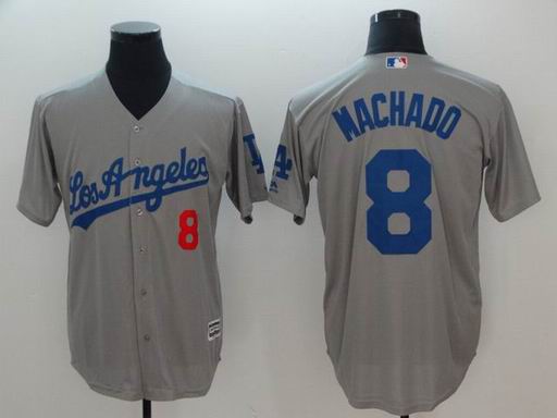 MLB Los Angeles Dodgers #8 Machado grey game jersey