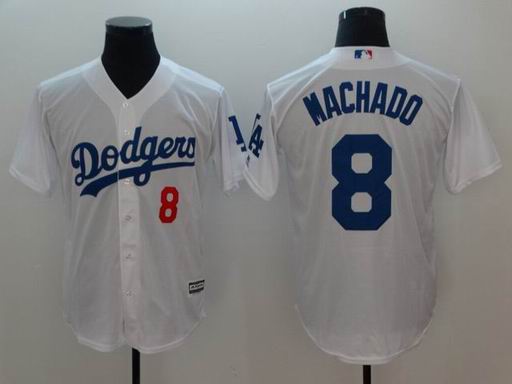 MLB Los Angeles Dodgers #8 Machado white game jersey