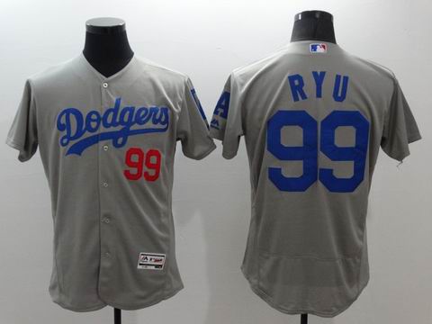 MLB Los Angeles Dodgers #99 Hyun-Jin Ryu gray jersey