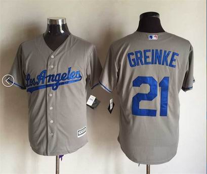 MLB Los Angeles Dodgers 21 Greinke grey jersey