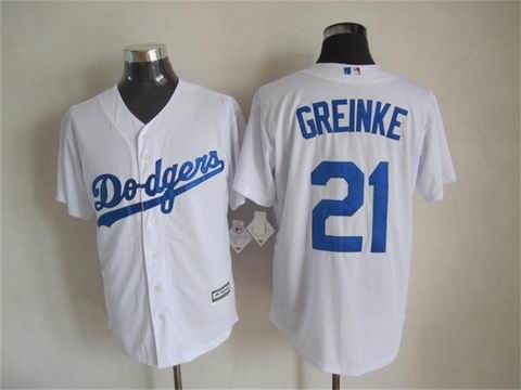 MLB Los Angeles Dodgers 21 Greinke white cool base jersey