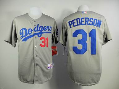 MLB Los Angeles Dodgers 31 Pederson grey jersey